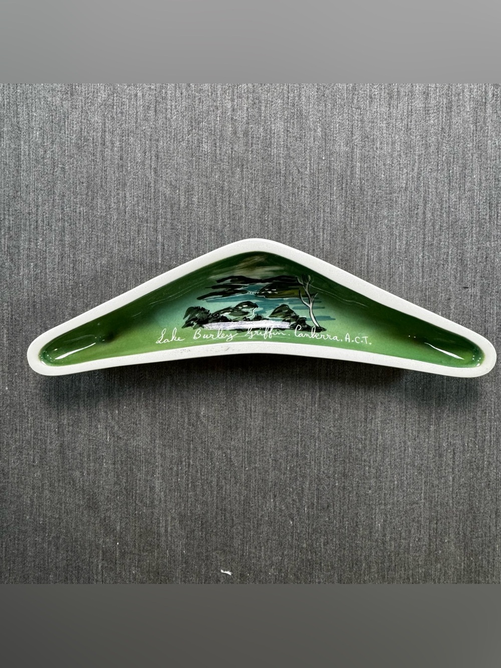 Vintage Studio Anna Australian Pottery Boomerang Dish Lake Burley Griffin MCM